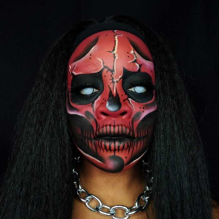 demon skull halloween makeup