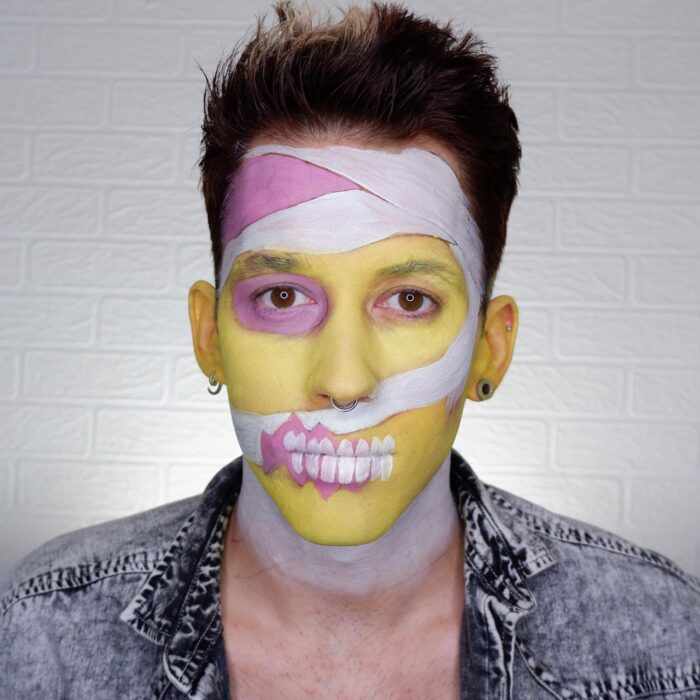 Pop Art Zombie Face Paint Tutorial Pro Face Paint Tutorial Snazaroo   Step By Step Look 2   Step 2 700x700 